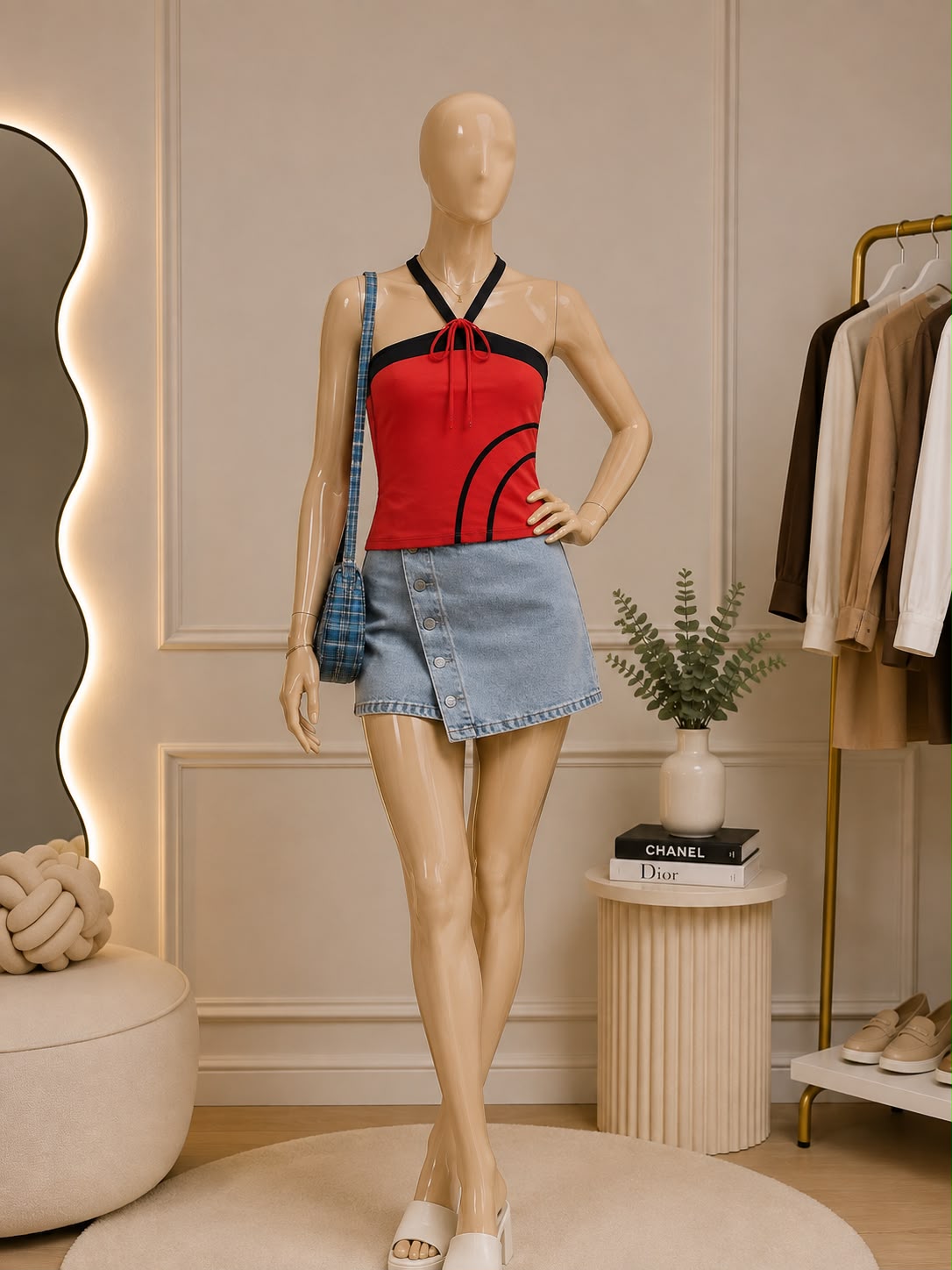 Red Halter Crop Top