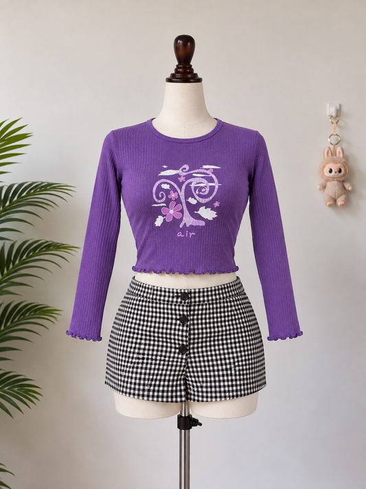 Purple Graphic Crop Top