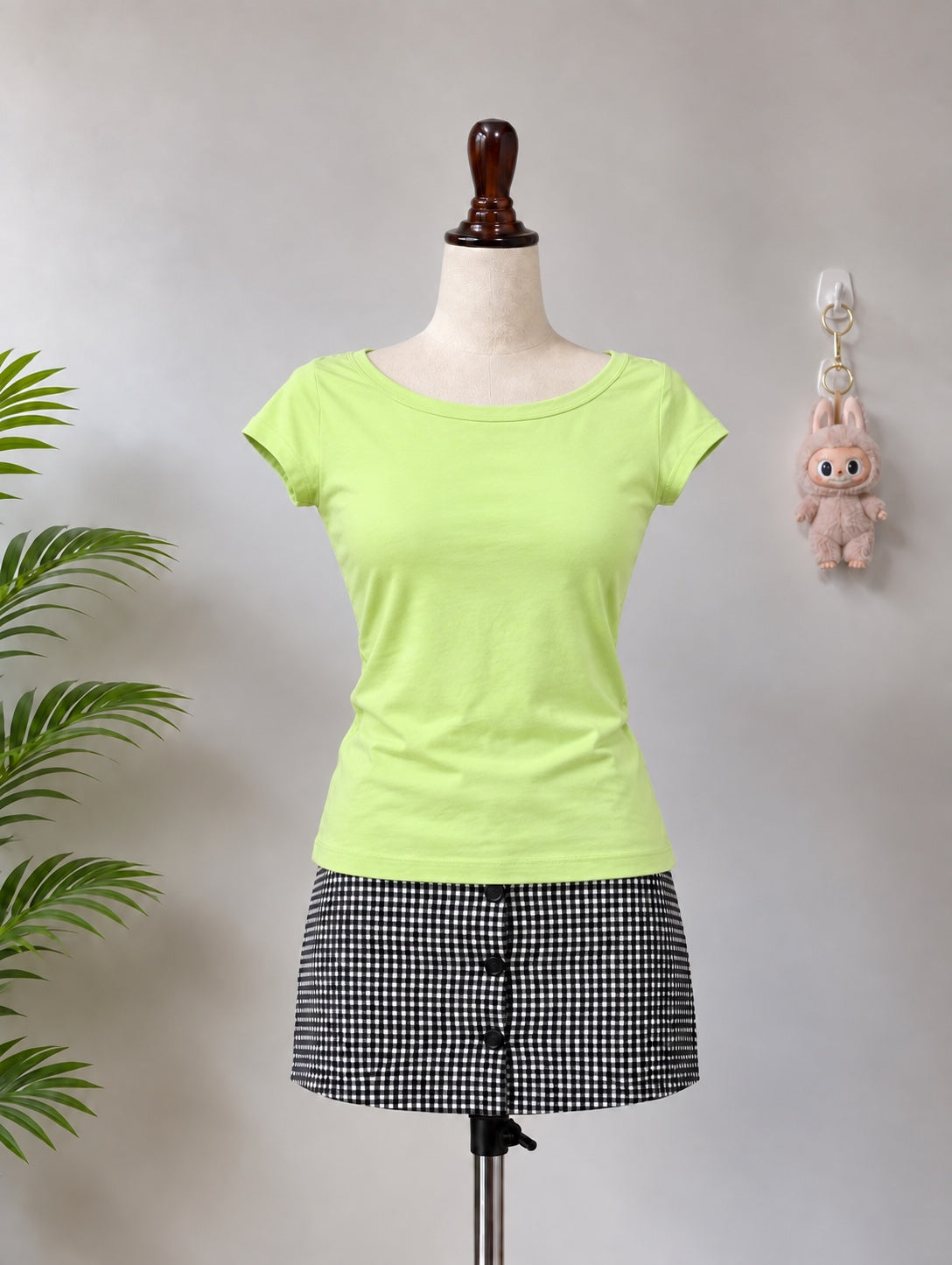 Lime Green Boat Neck Top