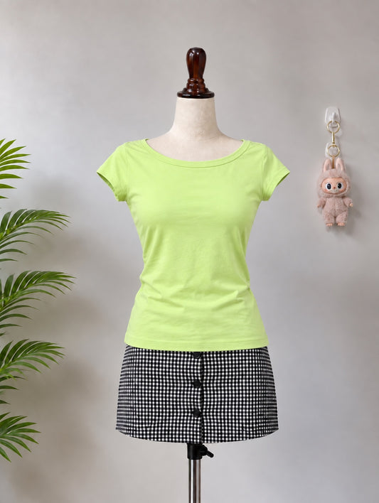 Lime Green Boat Neck Top