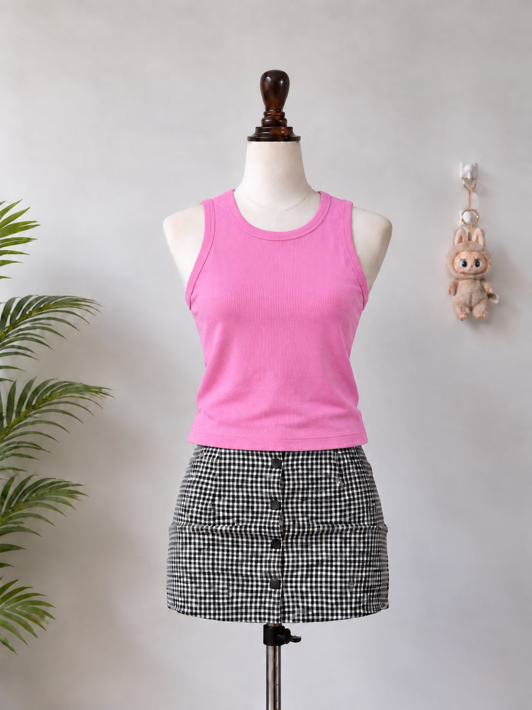 Pink Ribbed Tank Top