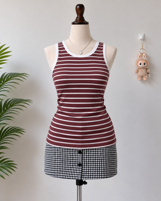 Maroon Stripe Tank Top