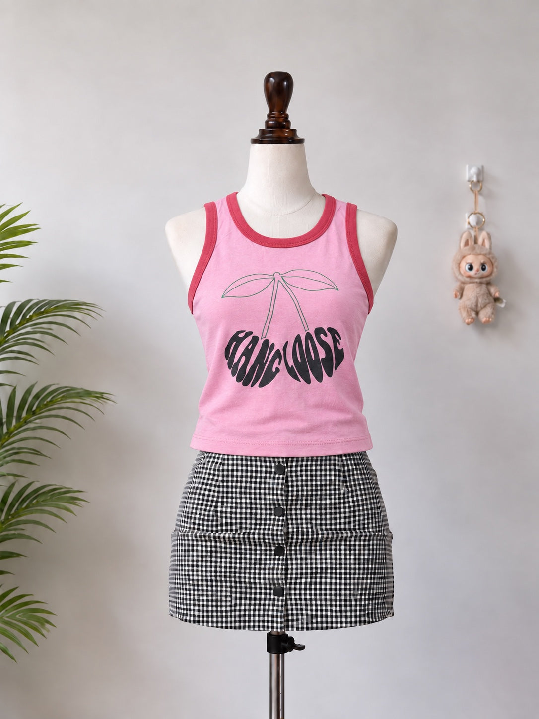 Pink Cherry Graphic Tank Top