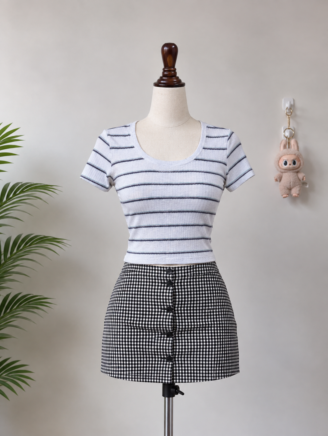 White Striped Crop Top