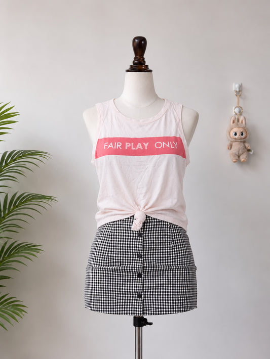 White Fair Play Graphic Tank Top