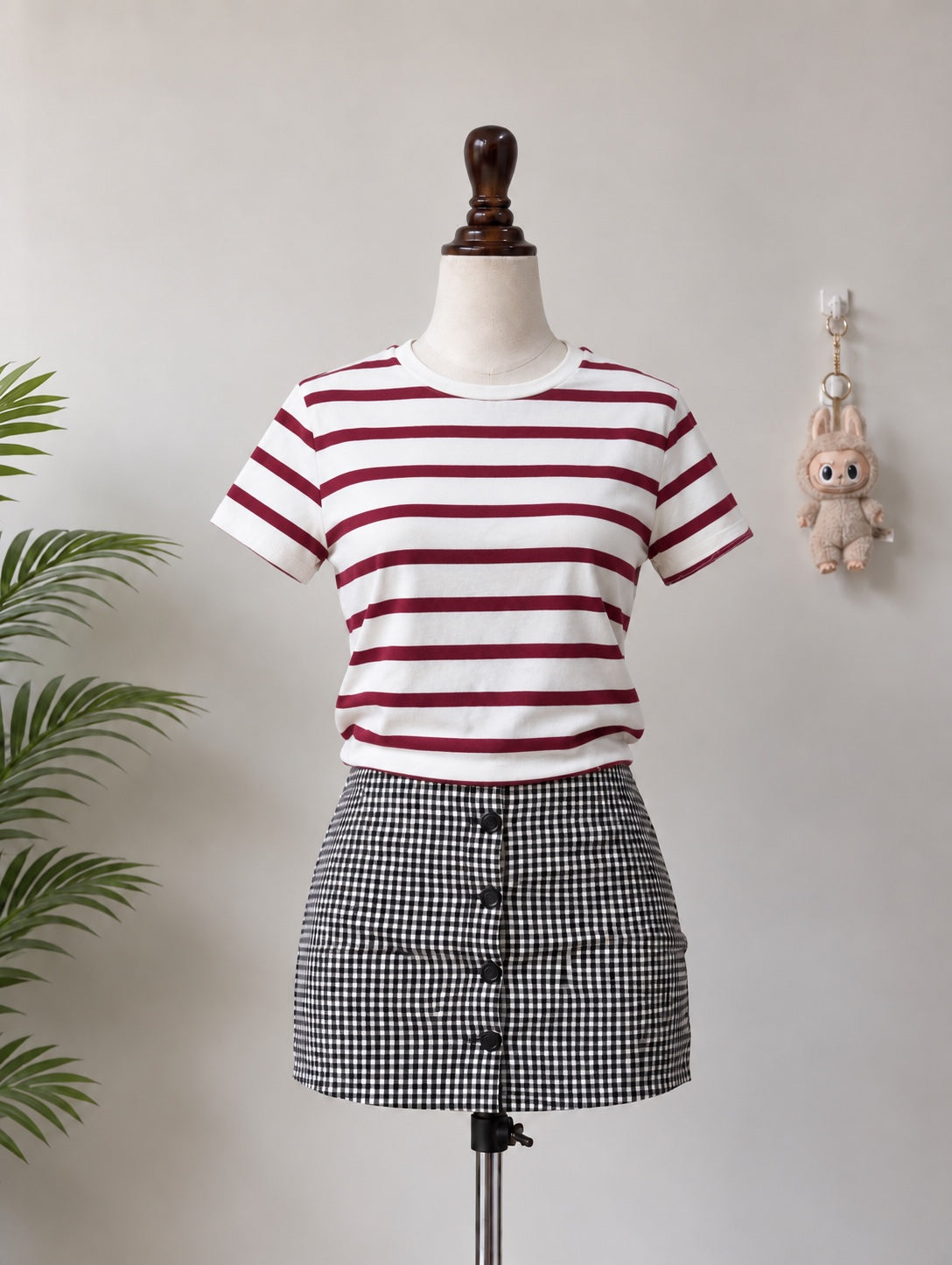 White and Red Striped T-Shirt