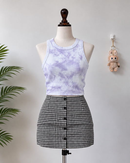 Lilac tie dye ribbed tank top