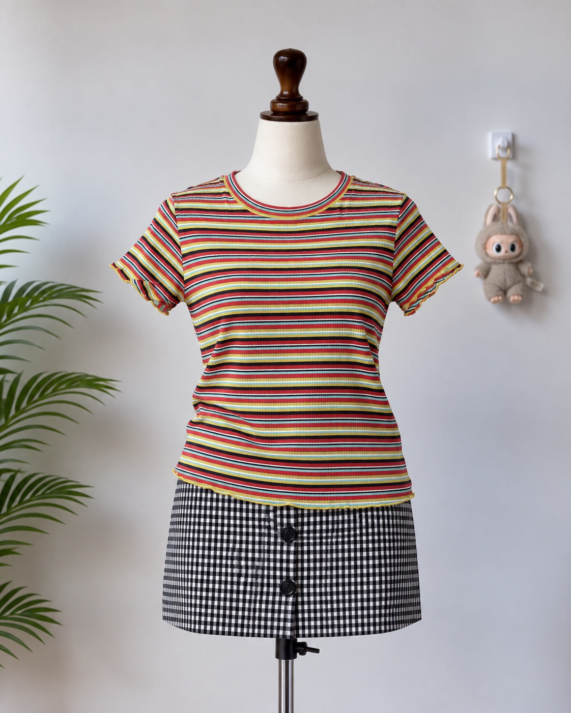 Multicolor Striped Short Sleeve Top