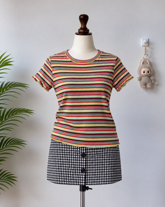 Multicolor Striped Short Sleeve Top