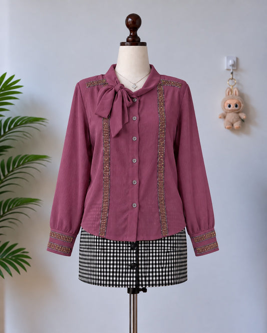 Maroon Bow Detail Blouse