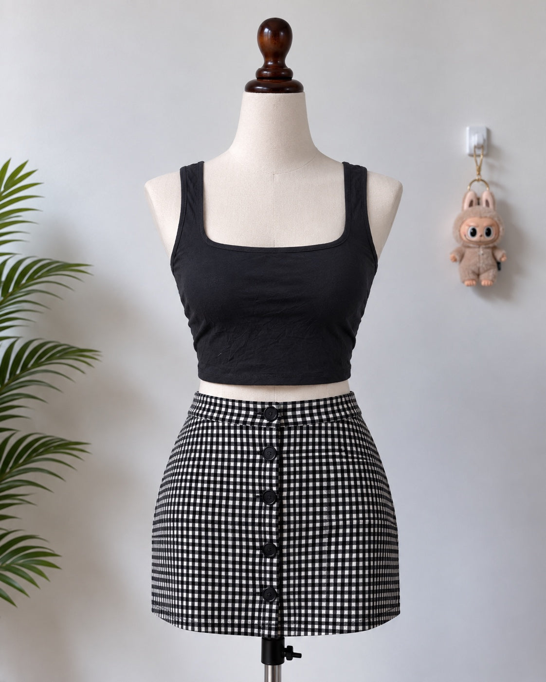 Black Square Neck Crop Top