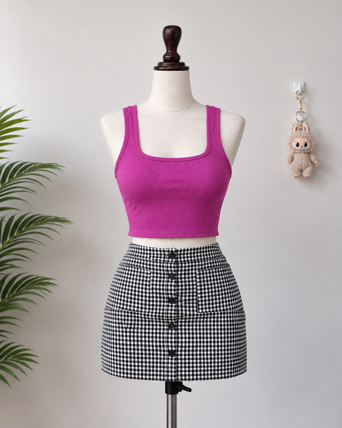 Magenta Ribbed Crop Top