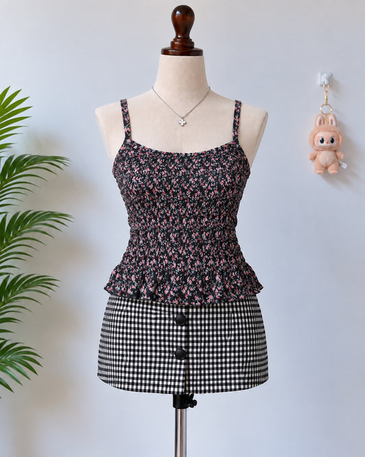 Black floral cami top