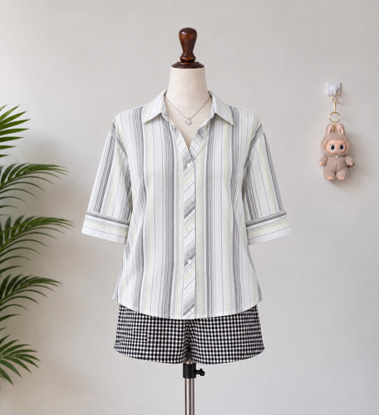 White Pinstripe Button Shirt