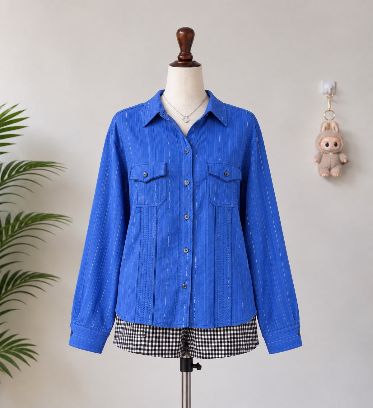 Blue Pinstripe Button Shirt