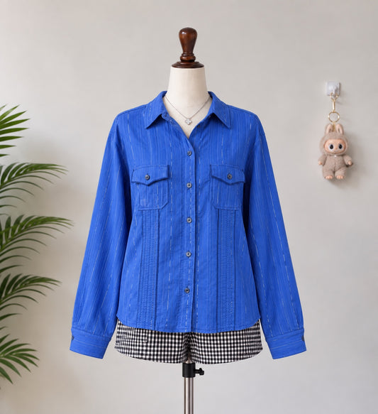 Blue Pinstripe Button Shirt