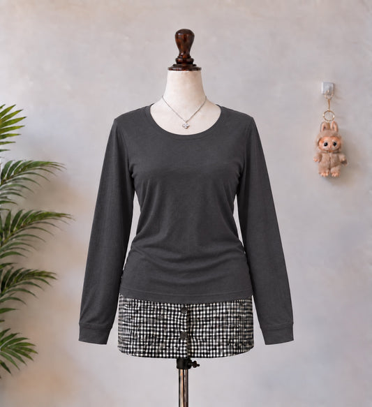 Charcoal Grey Long Sleeve Top - N-18