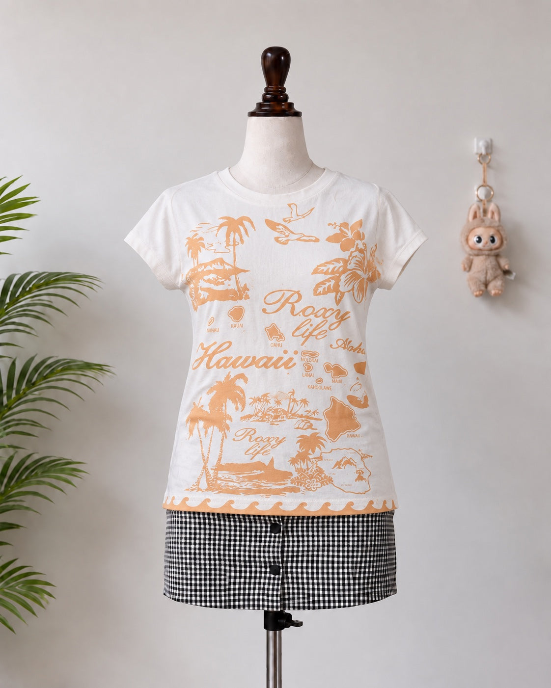 Cream Roxy Hawaii Graphic T-Shirt - N-24