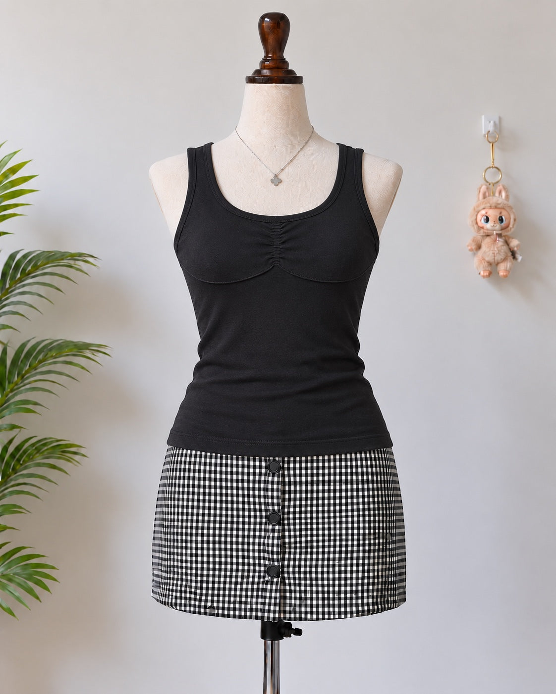 Black Ruched Bust Tank Top