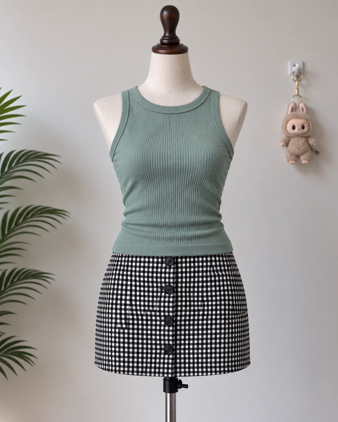 Sage Green Ribbed Sleeveless Tank Top