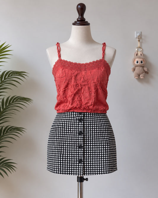 Coral Lace Trim Camisole Top