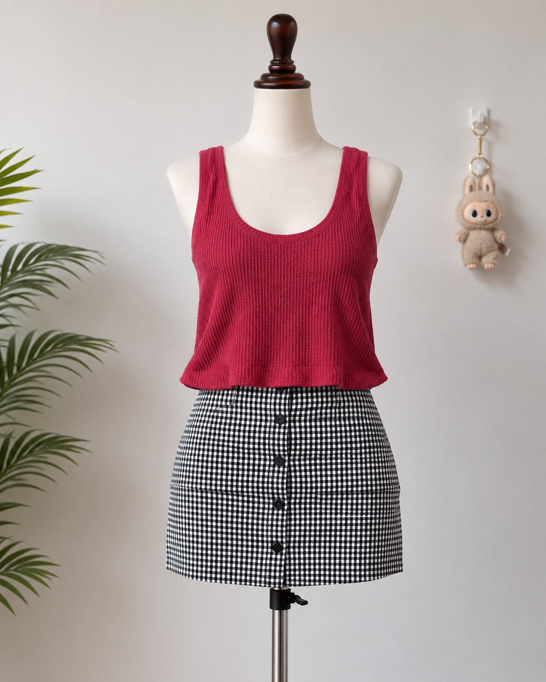 Red Ribbed Crop Tank Top