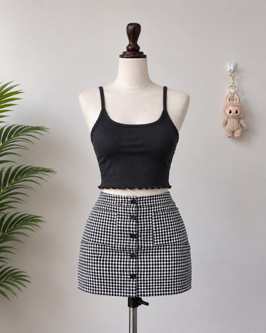 Black Ribbed Cami Crop Top