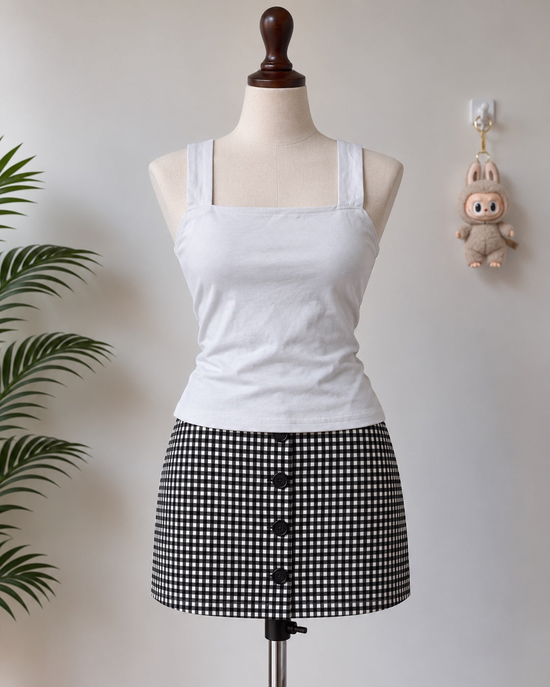 White Square Neck Tank Top N-86