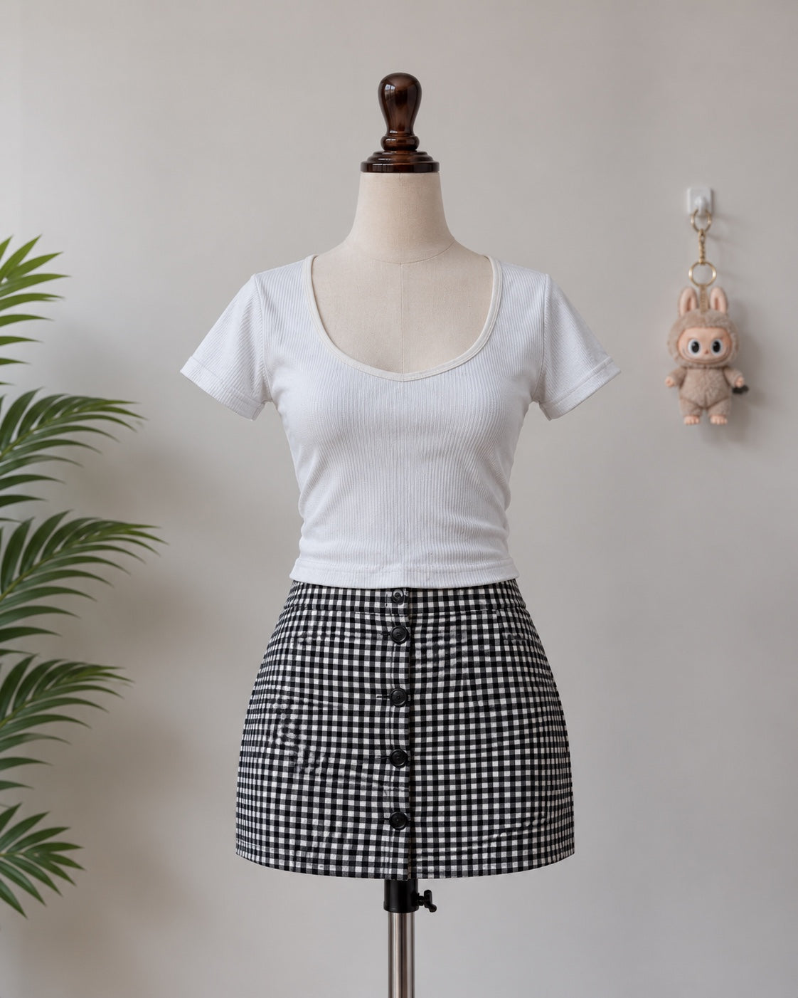 White Ribbed Crop Top N-92