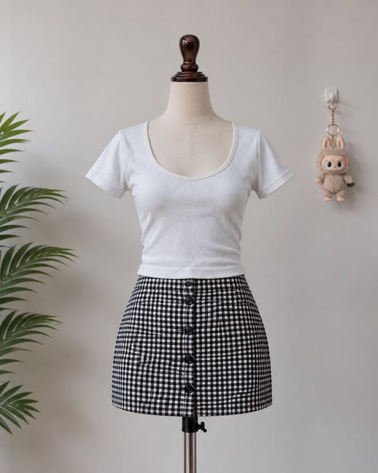 White Ribbed Crop Top N-92