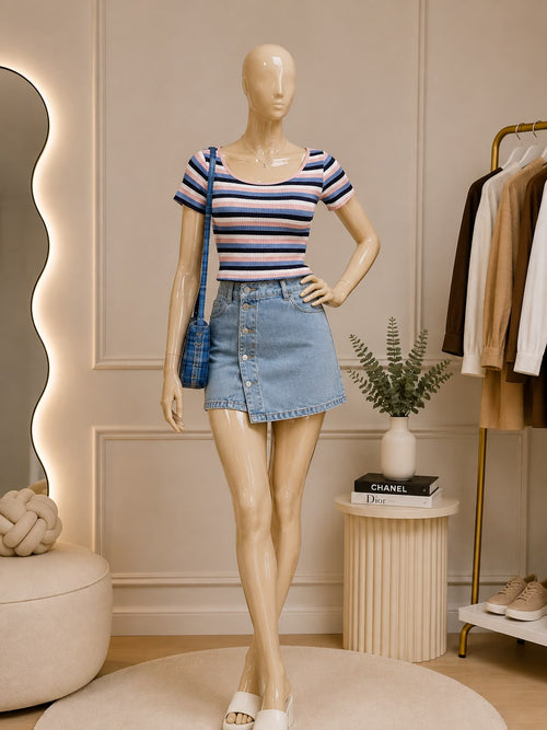 Multicolor Stripe Crop Top