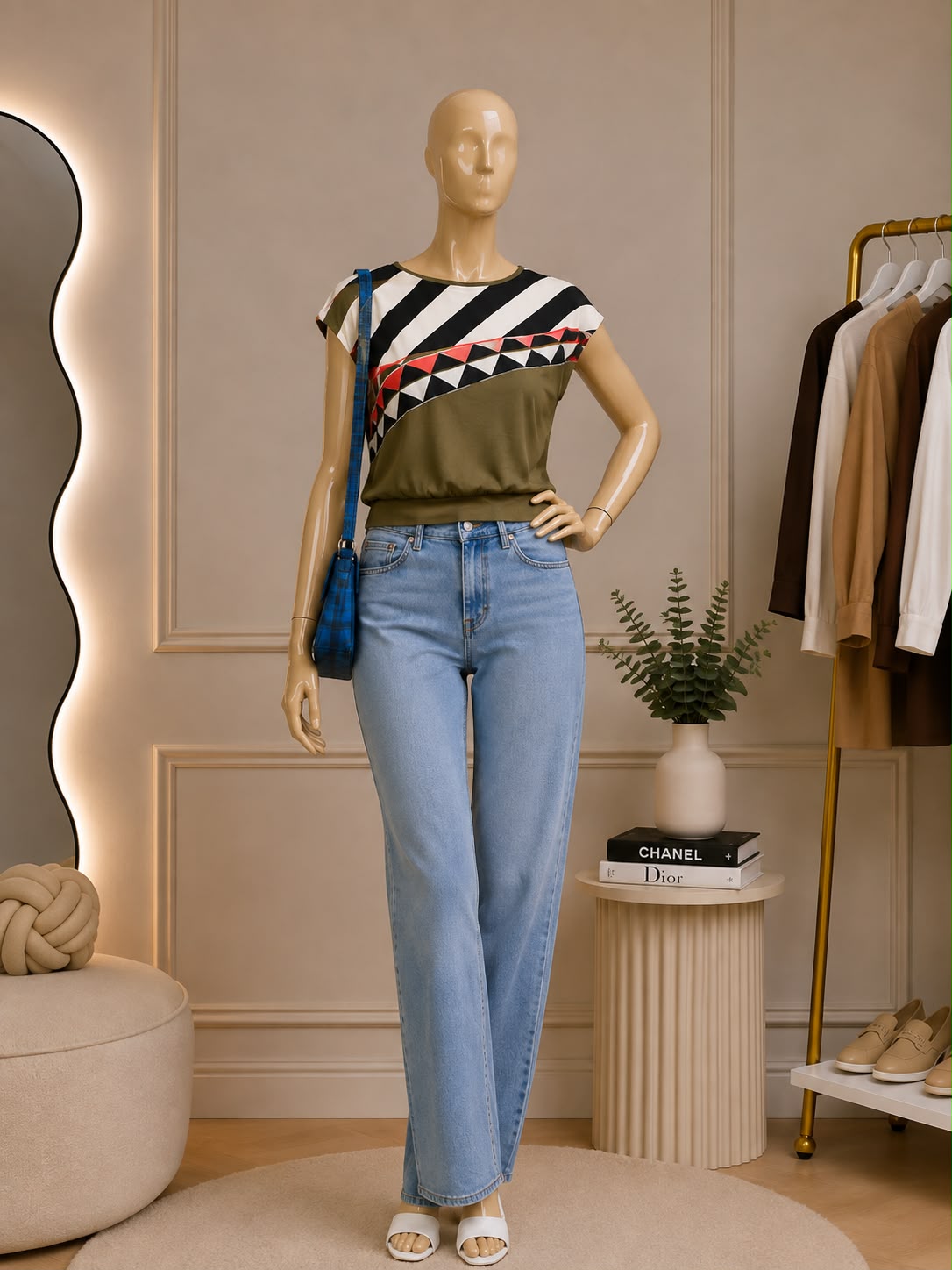 Olive Graphic Top