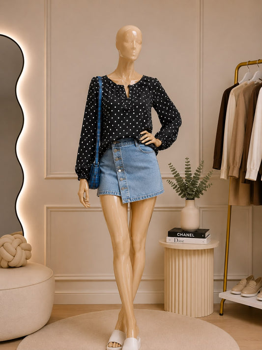 Black Polka Dot Top