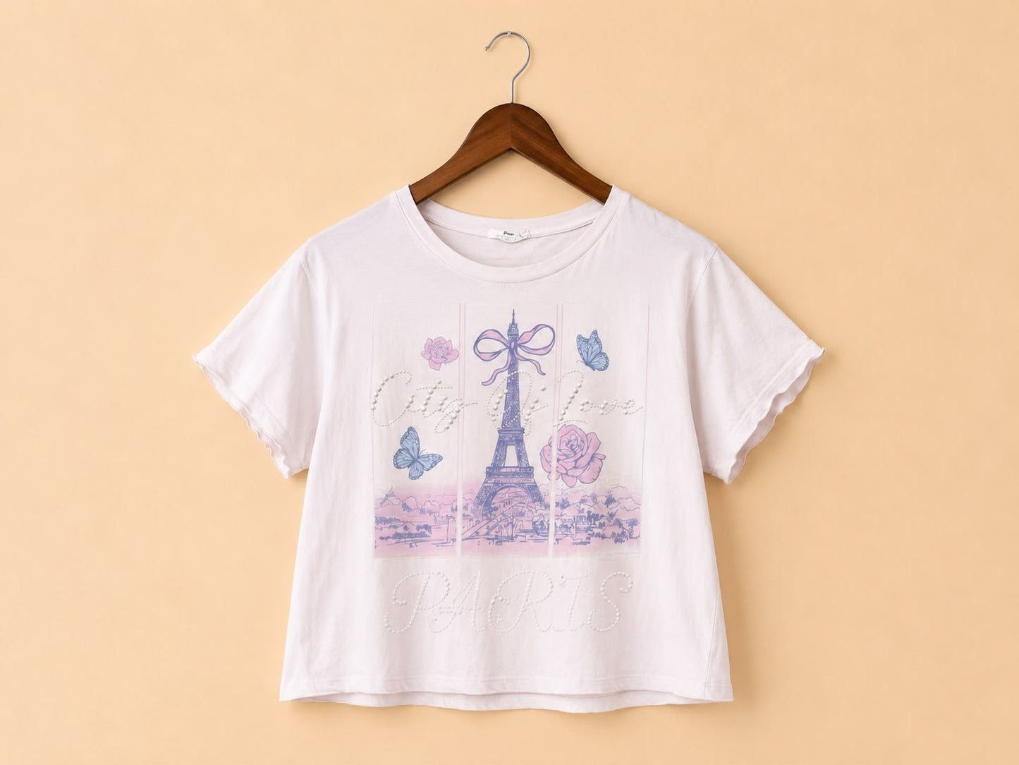 White Graphic Crop Top