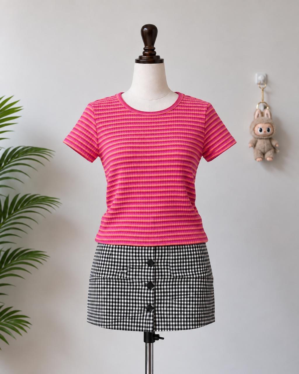 Pink striped T-shirt
