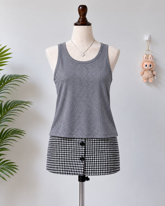 Grey ribbed tank top