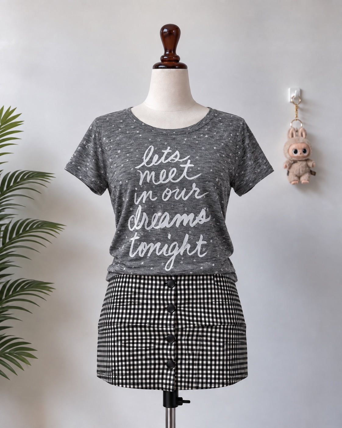 Grey dream graphic short sleeve t-shirt