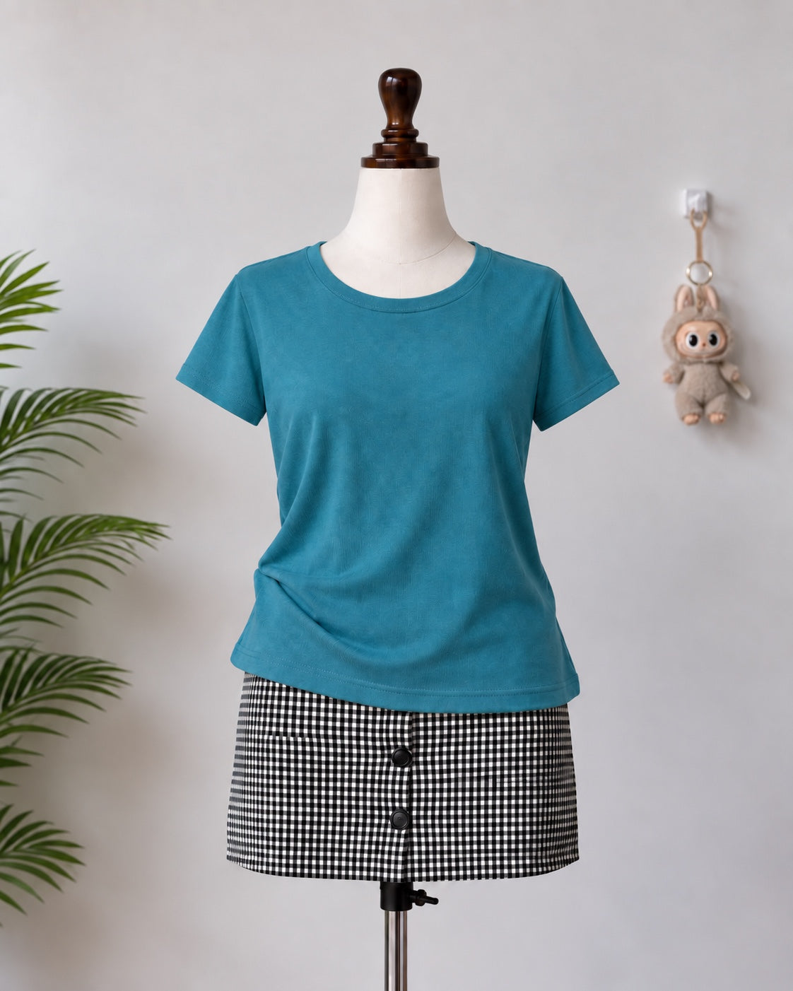 Teal crew neck short sleeve top