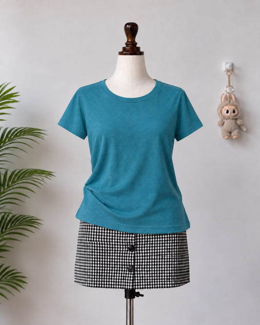 Teal crew neck short sleeve top