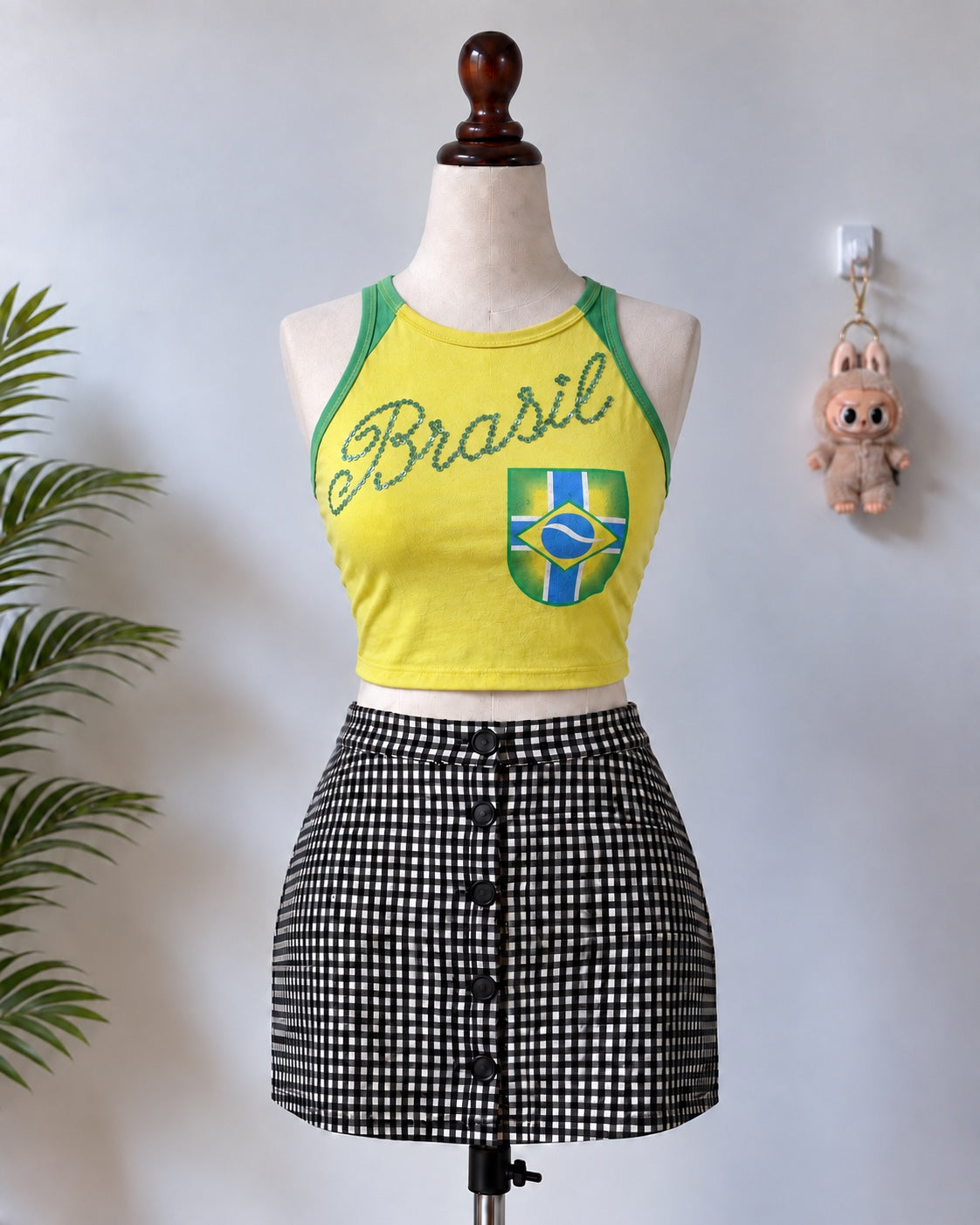 Yellow Brazil Crop Tank Top