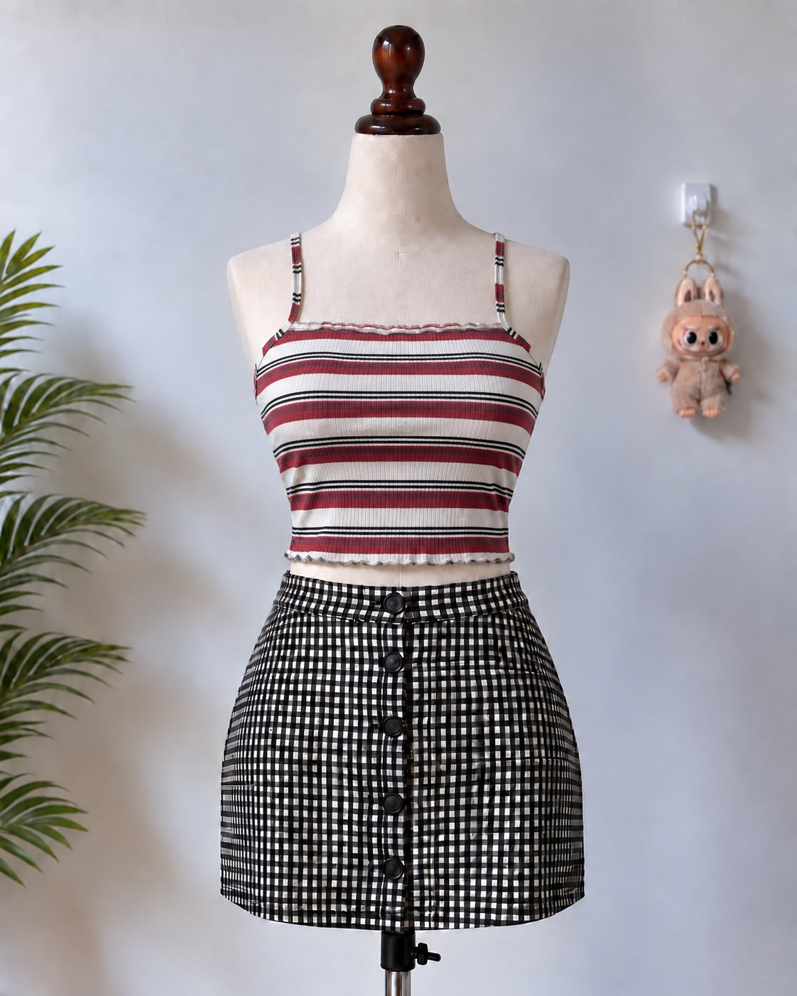 Red Striped Cami Crop Top