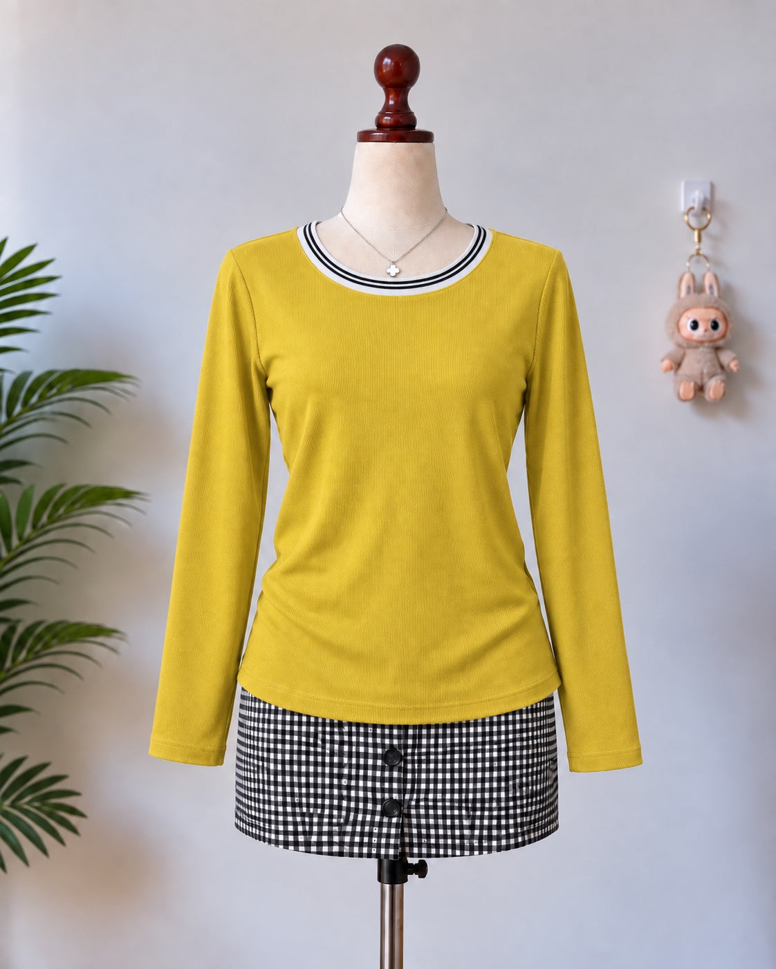 Mustard Ribbed Long Sleeve Top