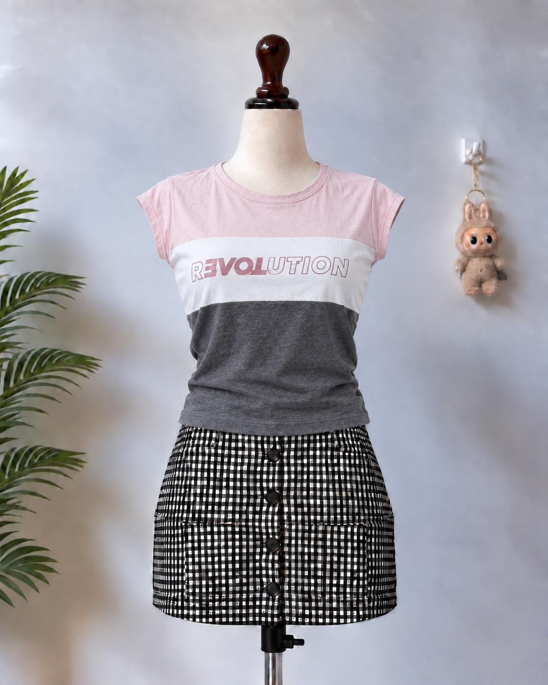 Pink white grey Revolution T-shirt