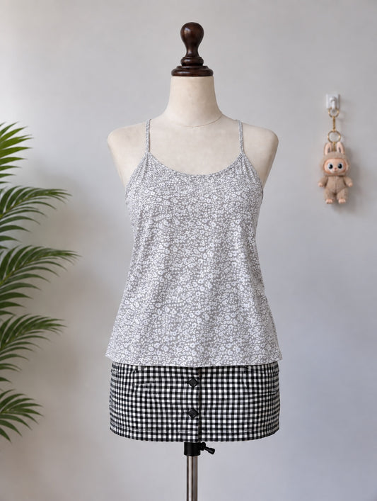 Grey and White Floral Cami Top