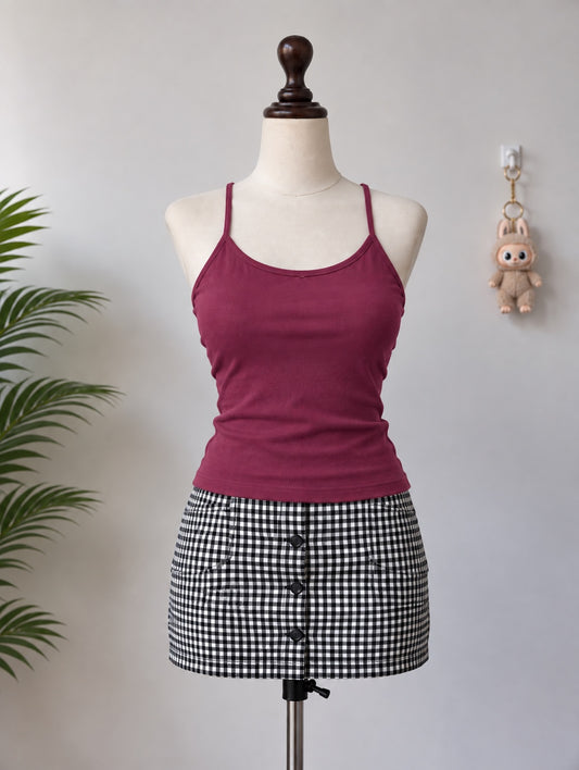 Burgundy Spaghetti Strap Cami Top