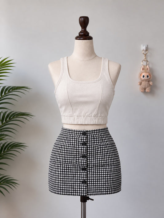 Beige Sleeveless Crop Top