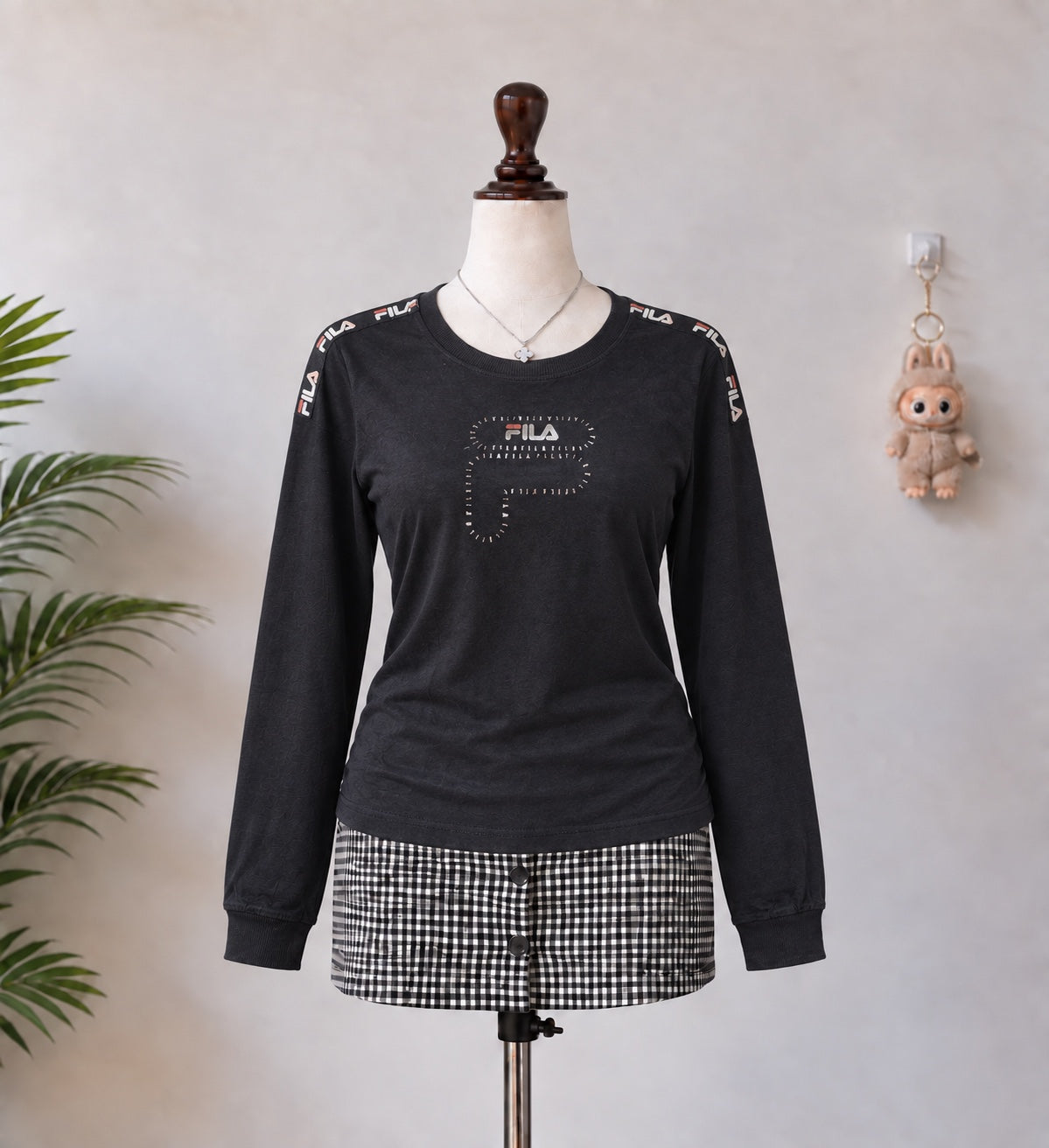 Black Fila Logo Long Sleeve Top