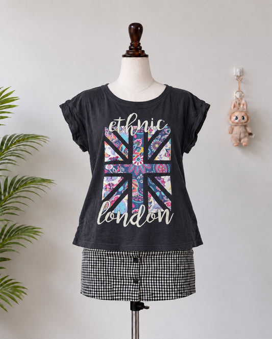 Black Floral London Graphic T-Shirt