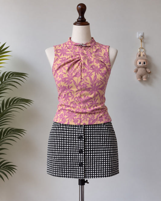 Pink Floral Crop Top