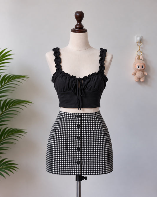 Black Ruched Crop Top
